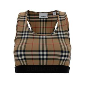 BURBERRY 빈티지 체크 모티프 베이지 스포츠 브라 저지 여성용 8049477A7028