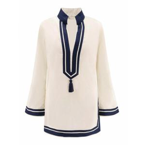 [TORY BURCH] 라프리마 여성 니 Length 숏 코튼 원피스 위드 콘트라스팅 프로필 83308285 화이트 /8