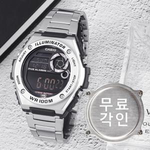 무료각인 카시오 MWD-100HD-1B 다이버 스포츠 방수 디지털 남자