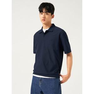 [25FW 신상] [빈폴멘] 메쉬 칼라넥 반소매 티셔츠  네이비 (BC5742C01R)
