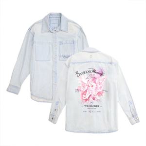 우영미 플라워 백로고 데님 셔츠 블루 W251SH16982L