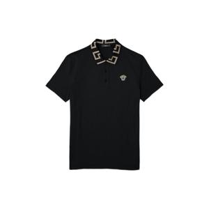 베르사체 골드 메두사 자수 반소매 폴로 셔츠 - 블랙  A874021A061991B000