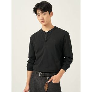 [빈폴멘] 피케 헨리넥 긴소매 티셔츠 - 블랙 (BC5841C045)