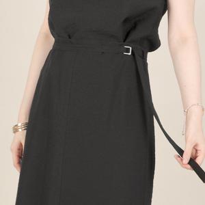 애비뉴투지 엄마옷 레이온 구김지 링클 허리벨트 여름 뒤트임 롱 치마 S08580