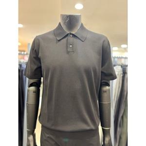 [레노마 옴므]S/S 블랙 면혼방 카라넥 반팔 니트 RFPKT68_BP