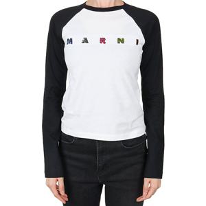 마르니 25FW 여성 스팽글 로고 긴팔티 화이트블랙 성인사이즈 M01597 M00HZ 0M900 12-14Y