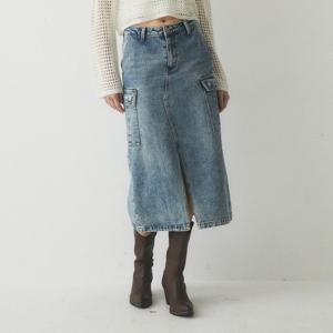 [후아유]여성 Long Denim Cargo Skirt WHWJE2359F