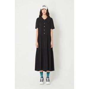 [럭키슈에뜨]셔링 반소매 롱원피스 (LQDAM25500)