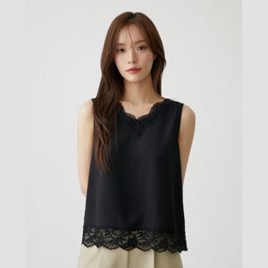 플라스틱아일랜드  (PR3WB865) 레이스배색 나시 블라우스