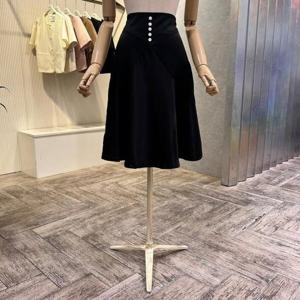 [ab.f.z]AOZ4QS311_단추 라인 배색 A라인 스커트