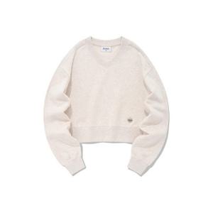 M 커버낫긴팔티 CQK CO2301CR75-OT 우먼 크롭 브이넥 맨투맨 Oatmeal