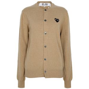 꼼데가르송 25SS 베이지 블랙하트 로고 울 카디건 AX-N023-051-3