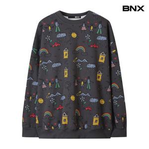 [비엔엑스]오버핏 드로잉 라운드 티셔츠  BX3TS003L0