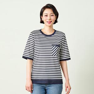 [마담엘레강스] 아쿠아 스트라이프 블라우스 K252BL08
