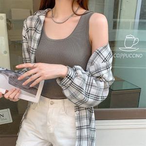 베이직 BNCW-C3005 티셔츠 골지 의류 데일리 민소매 여성