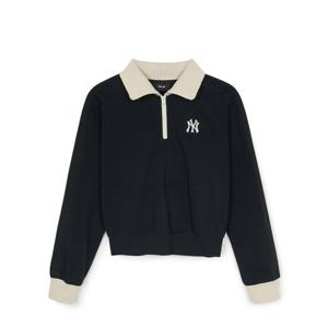 MLB W 스포티브 바시티 컬러블록 크롭 반집업 A5 3FMTV1244 50BKS 50CRD