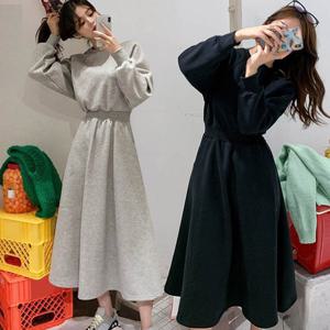 샵앤) 여성 라운드 허리밴딩 무지 롱원피스 WLD-WDR-SIS069