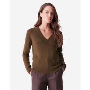 아떼바네사브루노 24FW 카키 울혼방 브이넥 긴팔니트 VISW4F205K2