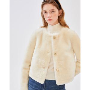 질스튜어트 뉴욕 여성 24FW 품절임박 인기 급상승PREMIUM 아이보리 양모피 점퍼 JSJU4D510IV