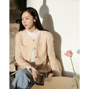 질스튜어트 뉴욕 여성 25SS 인기상품 리오더 베이지 포켓 레이온혼방 트위드자켓 JSJA5B210I3