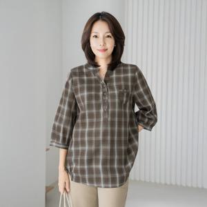 엄마옷 마담4060 게린7부체크셔츠 데일리 중년여성 -ZBL2509024-