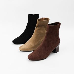 [신난다슈]여성 앵클 부츠 힐 5cm 여자 스판 숏 앵글 부츠 스웨이드 발편한 통굽 AG252430