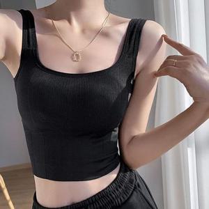 여성 밴딩 내장캡 브라렛 크롭 민소매 나시 LK NS10