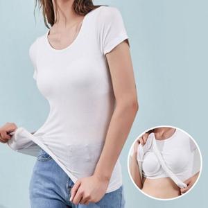캡 내장 모달 티셔츠 잠옷 홈웨어 티 노브라 스판 여
