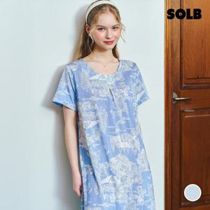 솔브 인견스판 체크 뜨왈나염 이지웨어 원피스(SEV2561L)[SEV2561L]