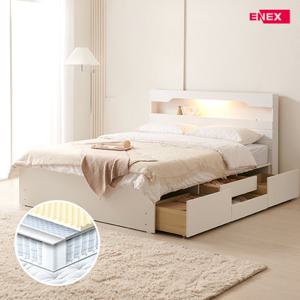 제니 LED 4단서랍 벙커수납 침대 SS-한봉합 독립 화이트 매트리