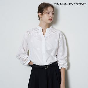 [미니멈][미니멈 에브리데이]펀칭 차이나 카라 긴팔 블라우스 (EB3BA040D)
