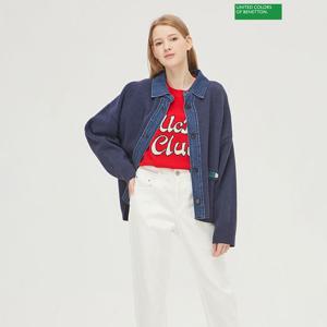 [베네통] 데님 카라 니트 가디건 BAKCB3561