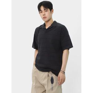 [스콰즈] 남자 피그먼트 티셔츠 스트라이프 카라 반팔티셔츠 SGRS007
