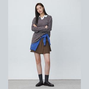 플라스틱아일랜드  (PR3CL961) 카라배색 스트라이프 티셔츠