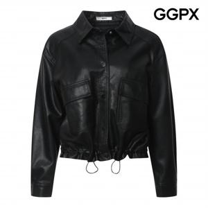 [GGPX] 싱글 카라 밑단 스트링 페이크 레더 자켓 (GP9JK004B)