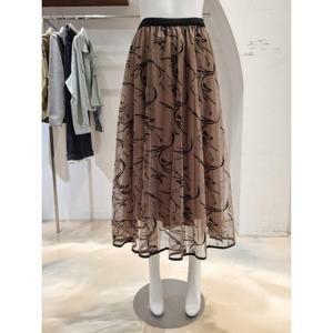 [페이지플린]프린트 이중 샤 롱 스커트 F5CSK009