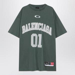 BALENCIAGA Dark green light grey oversized basketball T shirt 850353TTVG2XLBALEN-6399