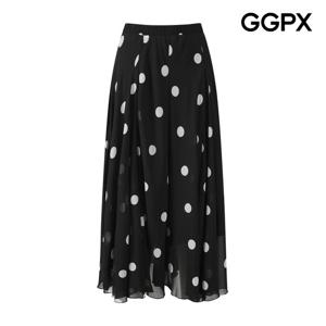 GGPX  빅 도트 쉬폰 롱 스커트 (GP8SK006F)