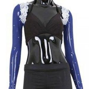 패션] BDB301 꽃모티브 양쪽 팔 망사 볼레오탑