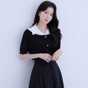[로엠]셔츠매칭 오프숄더 반팔스웨터(2colors)_RMKAE25RT9