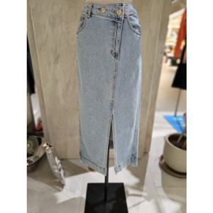 [ZOOC] 프론트 언밸런스 슬릿 H라인 데님 스커트 (Z252PSD401)