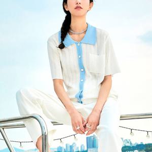 [클라비스]카라 배색 가디건 (CVCKC3701Q-T)