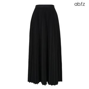 [ab.f.z] 블랙 플리츠 밴딩 롱 스커트 (AFX4HS34A)
