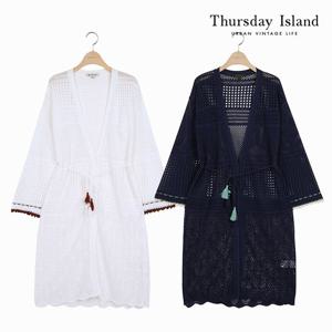 [Thursday Island] 여성 코바늘 포인트 스카시 롱 가디건 (T204MCD240W)