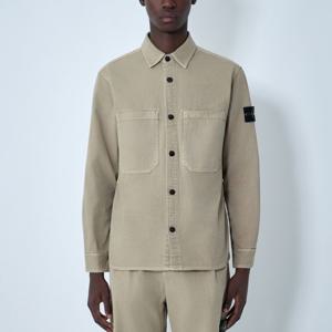 25 FW 스톤 아일랜드 콤파스 와펜 코튼 캔버스 포켓 셔츠 베이지 1200025 S0184 V019A