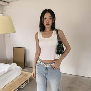 [다잇템][다잇템] 여자 U넥 캡내장 슬리브리스 골지 비스코스 티