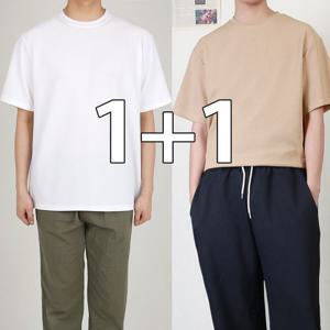 [프랭키뉴욕]1+ 1SET 남자 오버핏 반팔티 링클프리 무지 흰티 기본 빅사이즈 여름_ISSET06