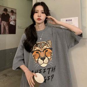스판력 짱 좋은 데일리 치타 여자 반팔티