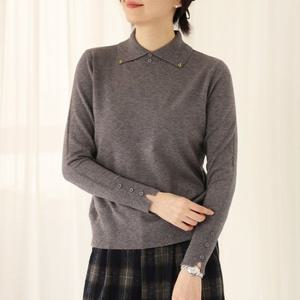 [웬디즈갤러리]하이넥 단추 카라 니트 /소프트 반폴라 데일리 TKN112