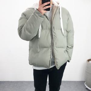 엠클로 남자 오버핏 웰론 후드 레이어드 패딩점퍼 2컬러